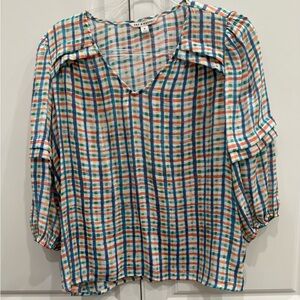 Zac & Rachel Colorful Plaid Blouse
